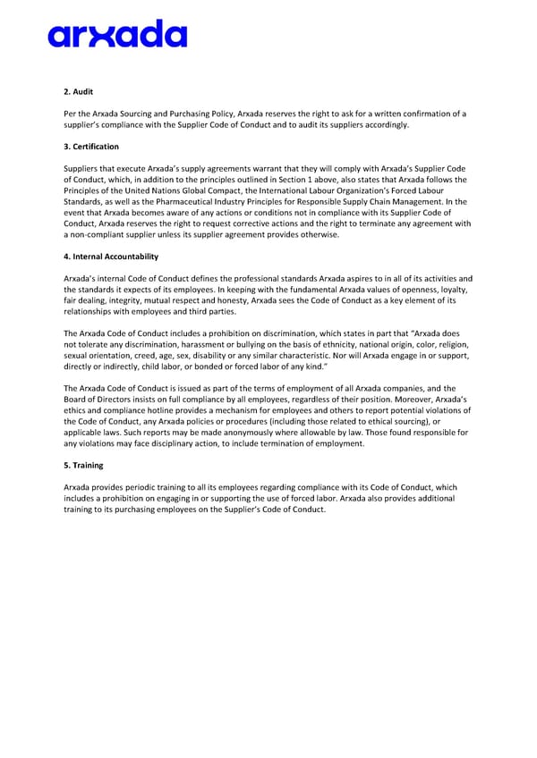 Arxada California Transparency in Supply Chains Act Statement - Page 2