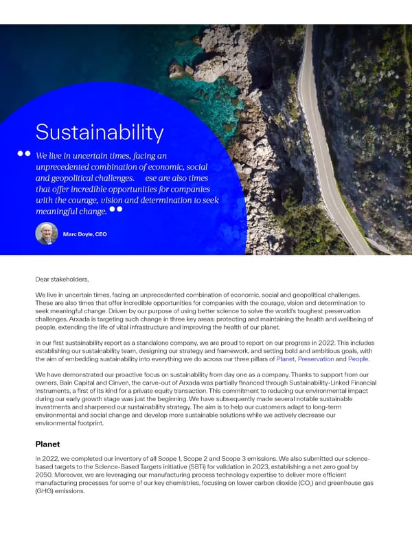 2022 Sustainability Report | The Power of Science & Sustainability - Page 2